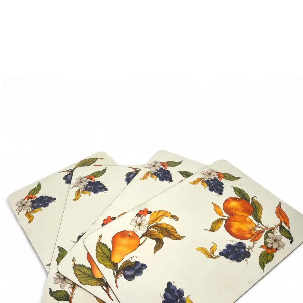 Vintage Set of 4 Sur La Table Frutta Cork Placemat Dining Kitchen Fruit 80's